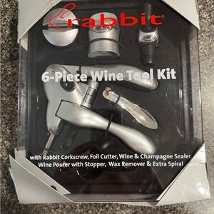 Rabbit 6-Piece Wine Tool Kit in Silver- NWOT